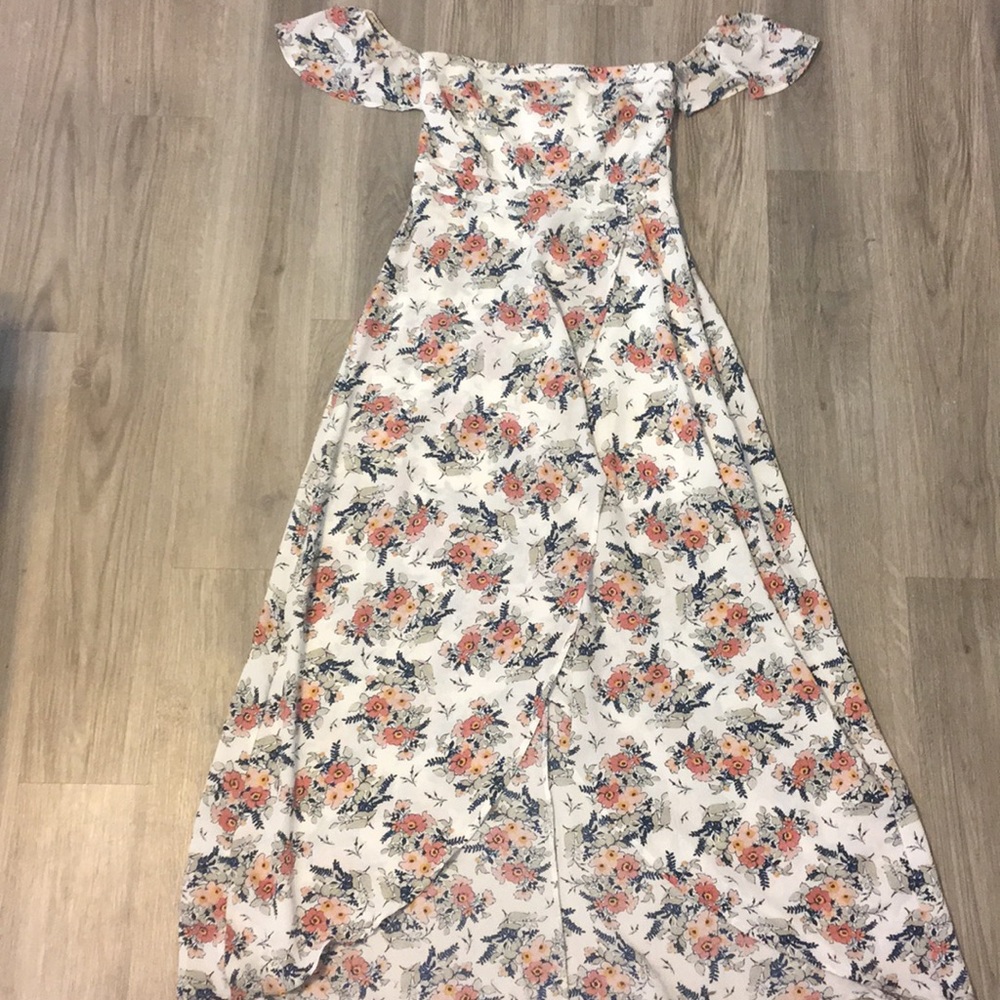 Floral open shoulder dress